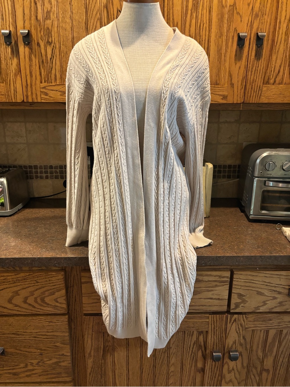 See By Chloe Cream Cable Knit Open-Front Cardigan